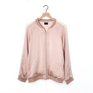 BARDOT blush pink melody satin bomber jacket m